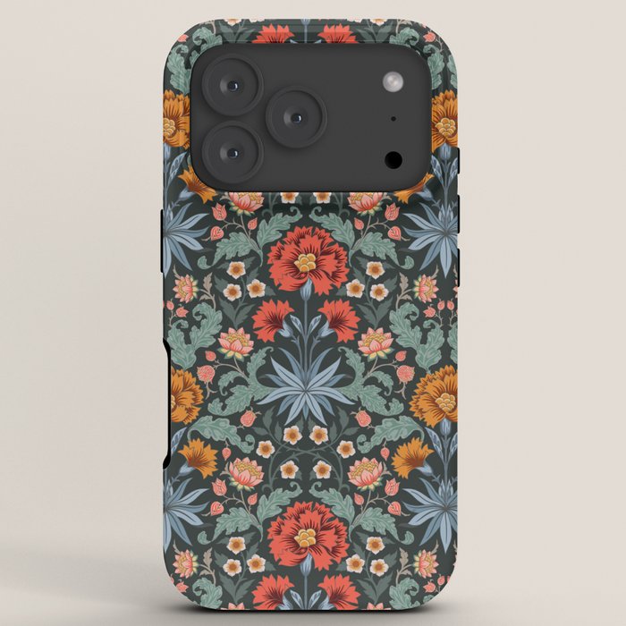 Victorian Carnation in Moody Red and Blue iPhone Case Gallery Image 7