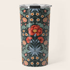 Victorian Carnation in Moody Red and Blue Travel Mug Gallery Image 1