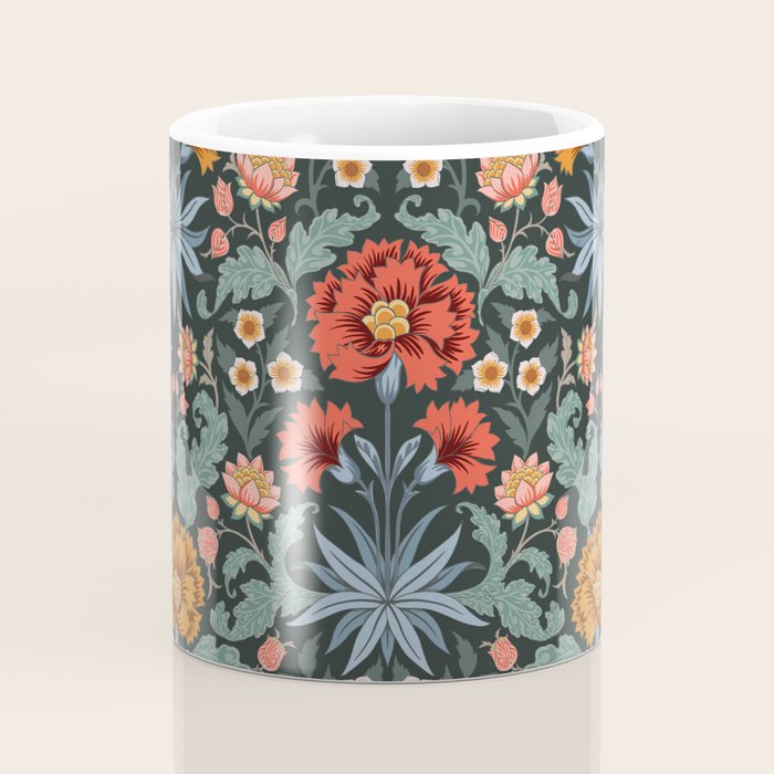 Victorian Carnation in Moody Red and Blue Coffee Mug Gallery Image 4