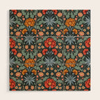 Victorian Carnation in Moody Red and Blue Wood Wall Art Gallery Image 1