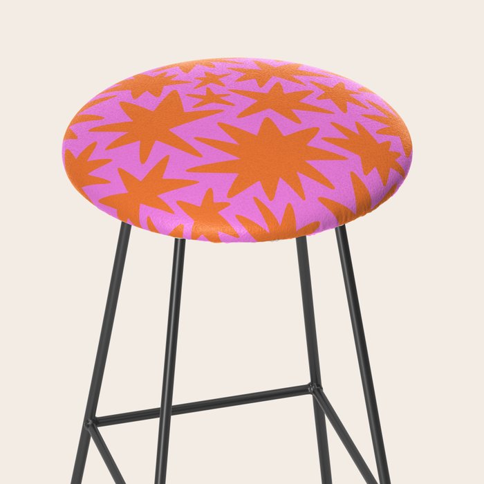 Retro pink star shape art pattern Stool Gallery Image 2