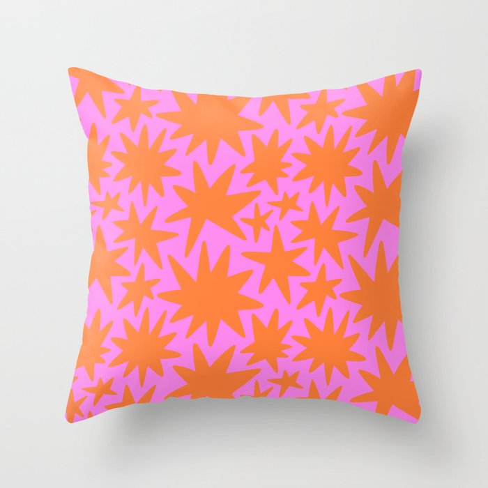 Retro pink star shape art pattern Throw Pillow Gallery Image 6
