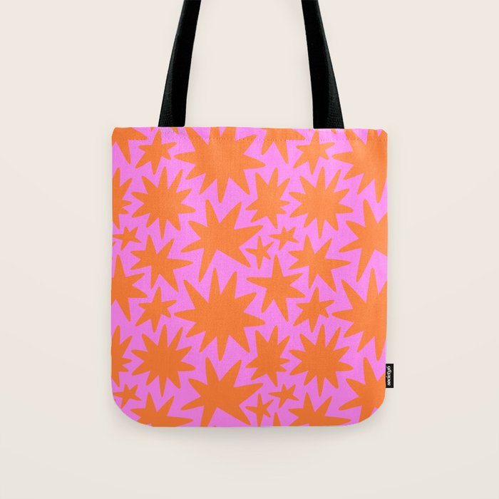 Retro pink star shape art pattern Tote Bag Gallery Image 1