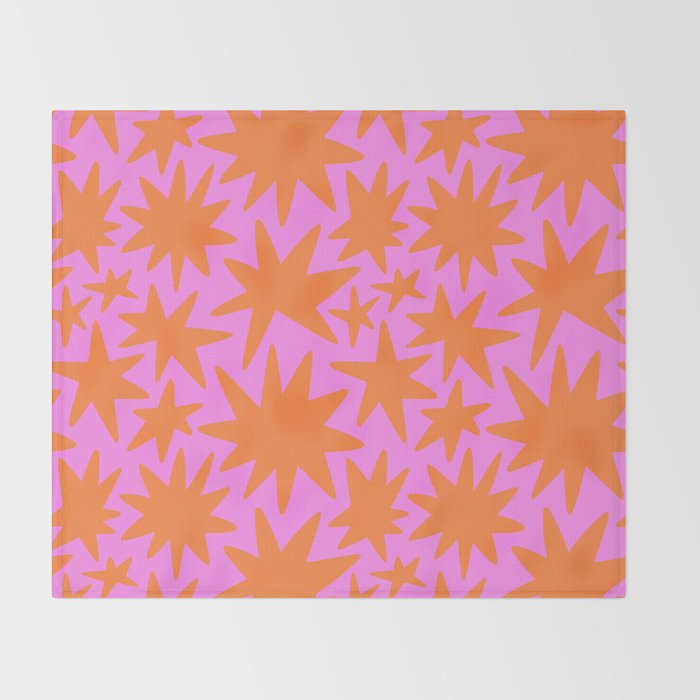 Retro pink star shape art pattern Throw Blanket Gallery Image 2