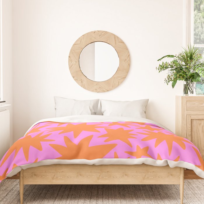 Retro pink star shape art pattern Duvet Cover Gallery Image 3