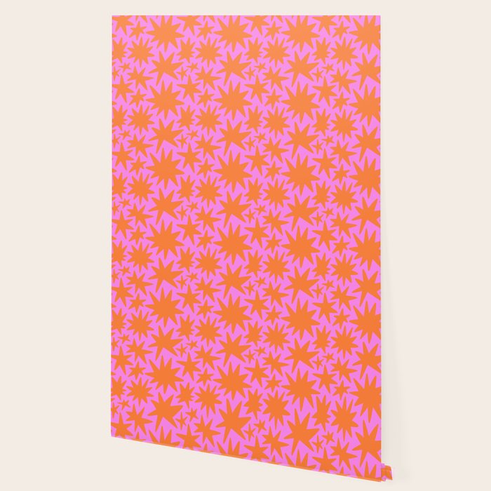 Retro pink star shape art pattern Wallpaper Gallery Image 2