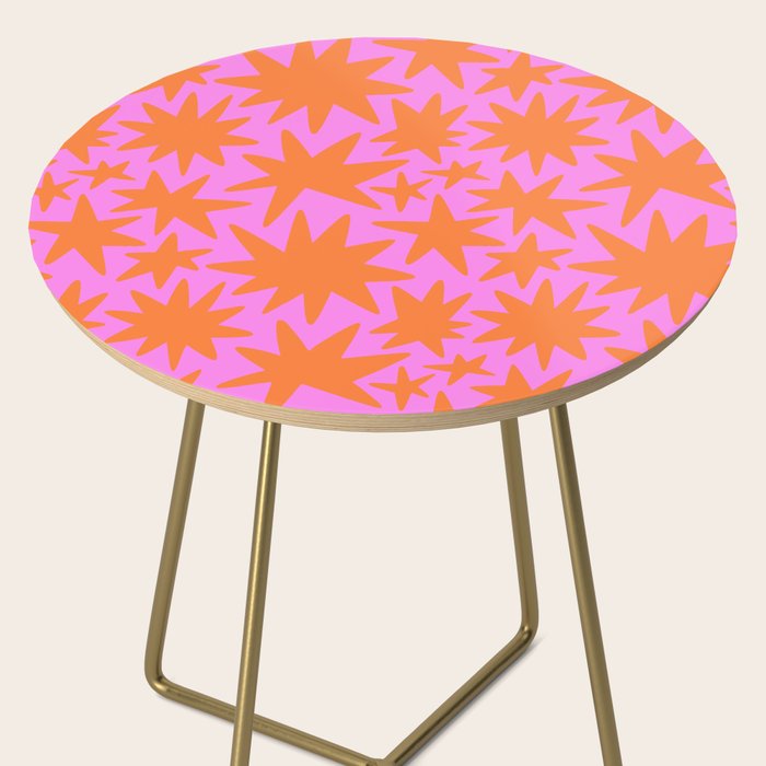 Retro pink star shape art pattern Side Table Gallery Image 2