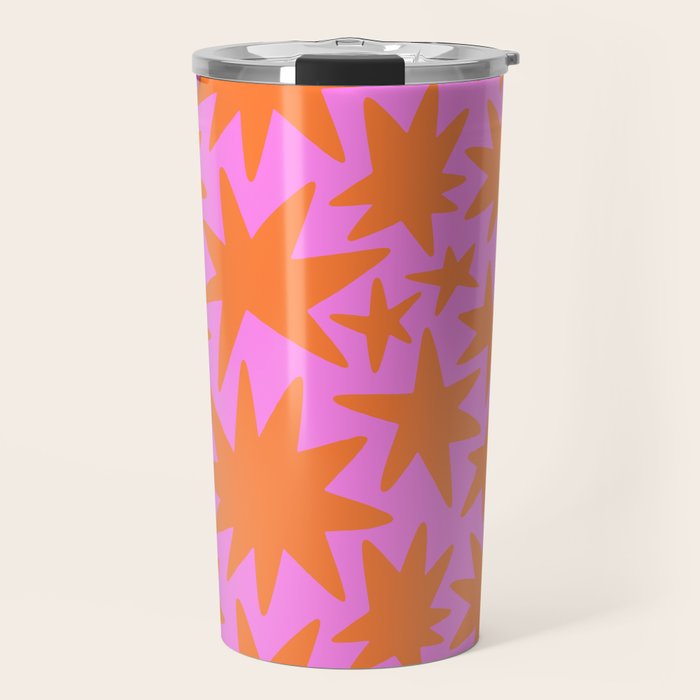 Retro pink star shape art pattern Travel Mug Gallery Image 1