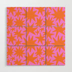 Retro pink star shape art pattern Wood Wall Art Gallery Image 1