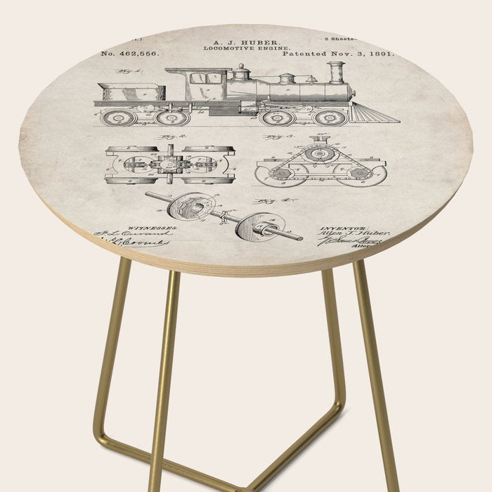 Train Locomotive Patent - Steam Train Art - Antique Side Table Gallery Image 2