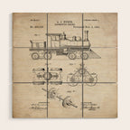 Train Locomotive Patent - Steam Train Art - Antique Wood Wall Art Gallery Image 1