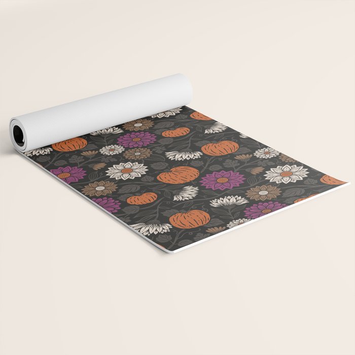 Pumpkin Fall Floral Yoga Mat Gallery Image 2