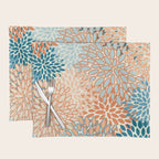 Festive, Floral Prints, Blooms, Orange, Teal Placemat Gallery Image 1