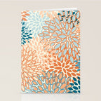 Festive, Floral Prints, Blooms, Orange, Teal Stationery Card Gallery Image 2