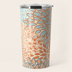 Festive, Floral Prints, Blooms, Orange, Teal Travel Mug Gallery Image 1