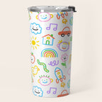 Colorful funny kid doodle art pattern Travel Mug Gallery Image 2