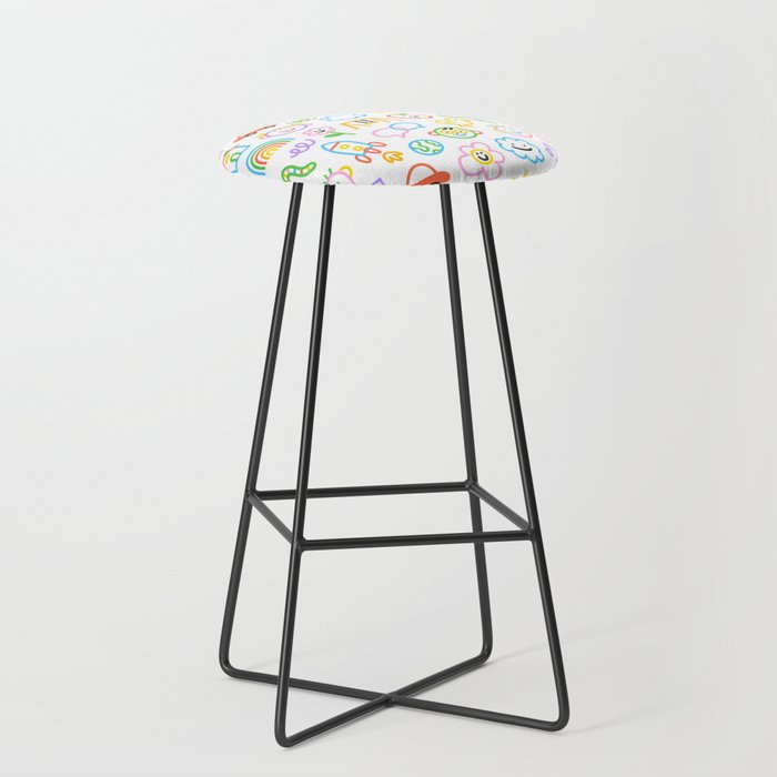Colorful funny kid doodle art pattern Stool Gallery Image 1