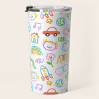 Colorful funny kid doodle art pattern Travel Mug Gallery Image 3