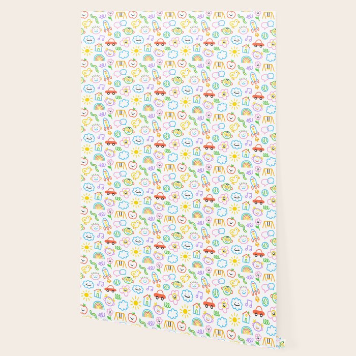 Colorful funny kid doodle art pattern Wallpaper Gallery Image 2
