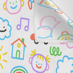 Colorful funny kid doodle art pattern Wall Tapestry Gallery Image 3