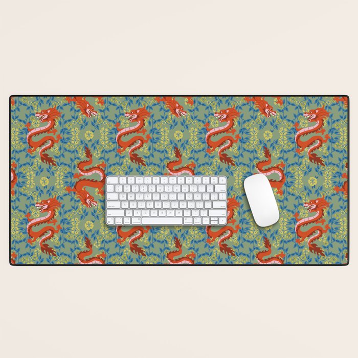Floral Dragon Chinoiserie  Desk Mat Gallery Image 1