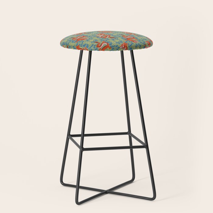 Floral Dragon Chinoiserie  Stool Gallery Image 1