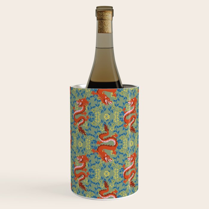 Floral Dragon Chinoiserie  Wine Chiller Gallery Image 2