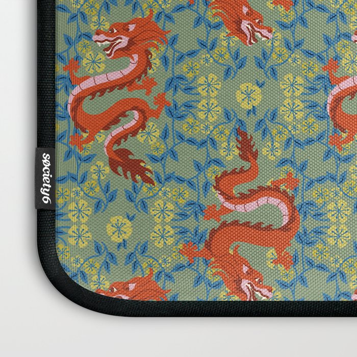 Floral Dragon Chinoiserie  Laptop Sleeve Gallery Image 3