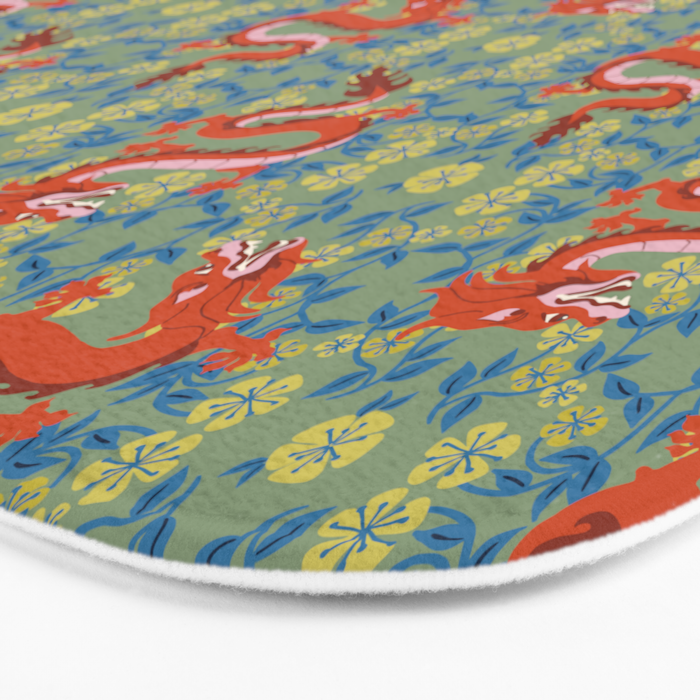 Floral Dragon Chinoiserie  Bath Mat Gallery Image 3