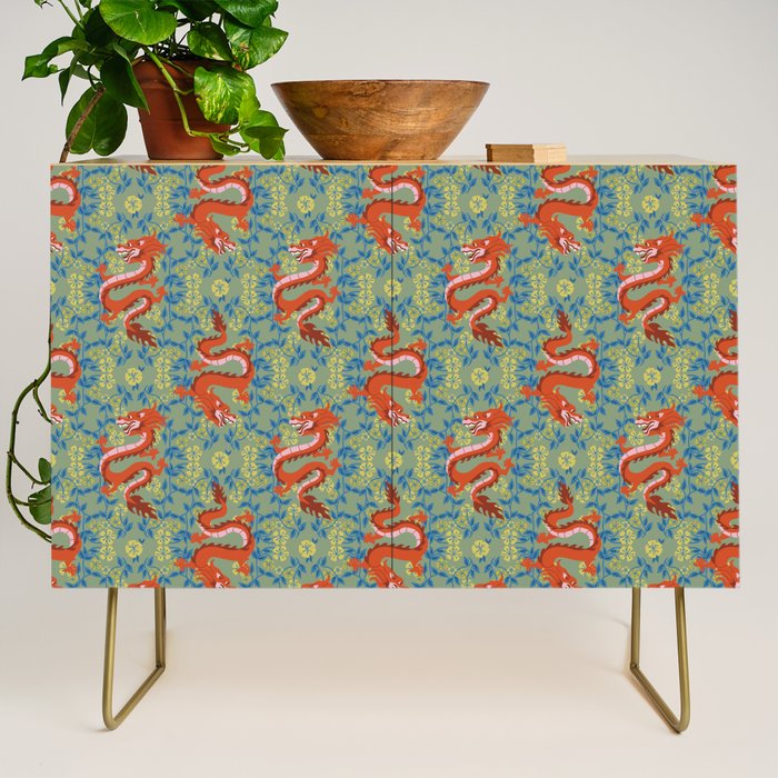 Floral Dragon Chinoiserie  Credenza Gallery Image 1