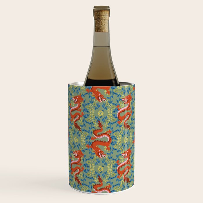 Floral Dragon Chinoiserie  Wine Chiller Gallery Image 1