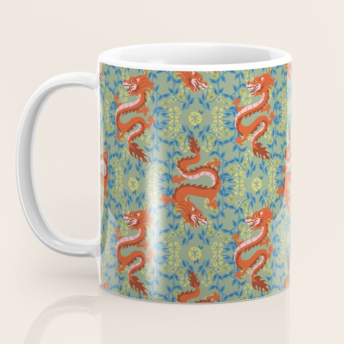 Floral Dragon Chinoiserie  Coffee Mug Gallery Image 3