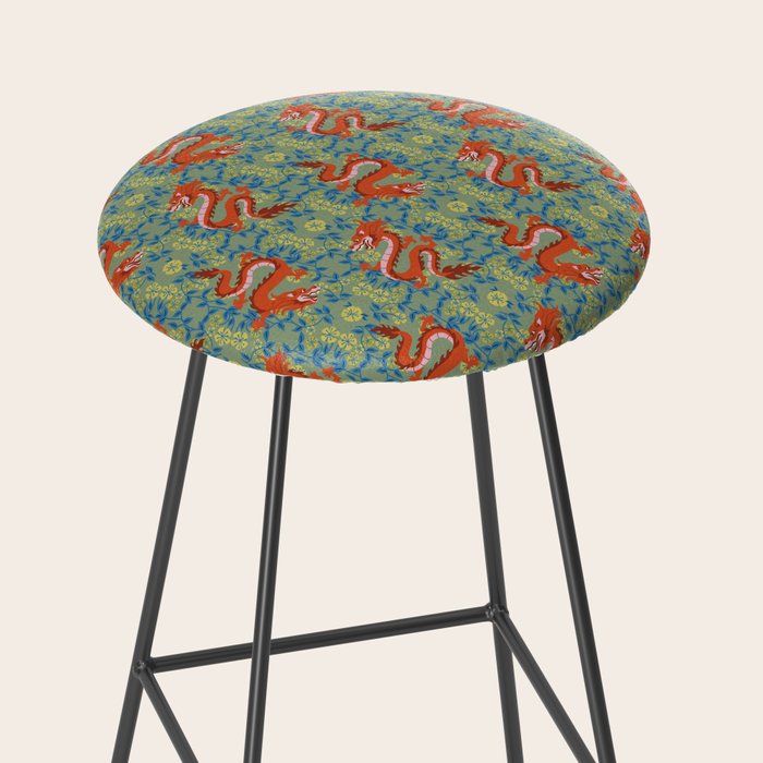 Floral Dragon Chinoiserie  Stool Gallery Image 2