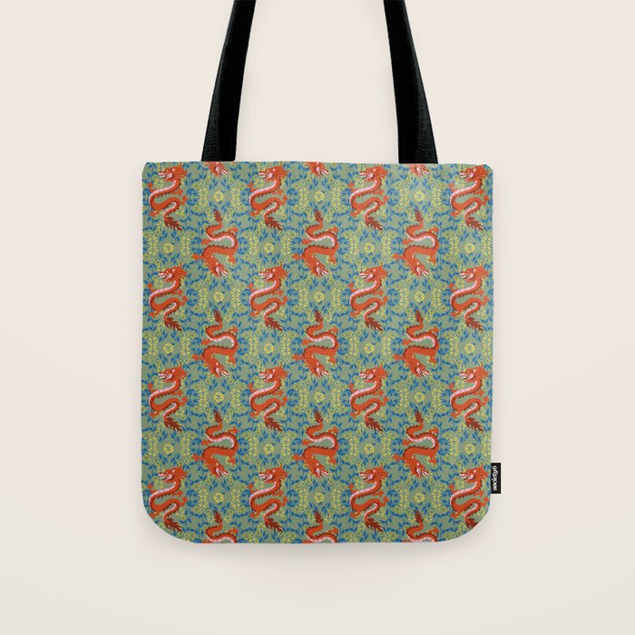 Floral Dragon Chinoiserie  Tote Bag Gallery Image 1