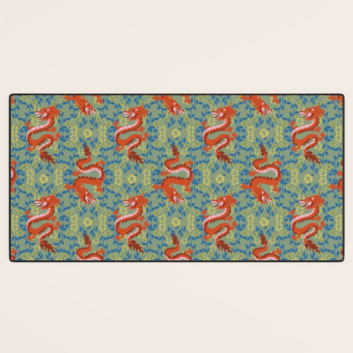 Floral Dragon Chinoiserie  Desk Mat Gallery Image 3