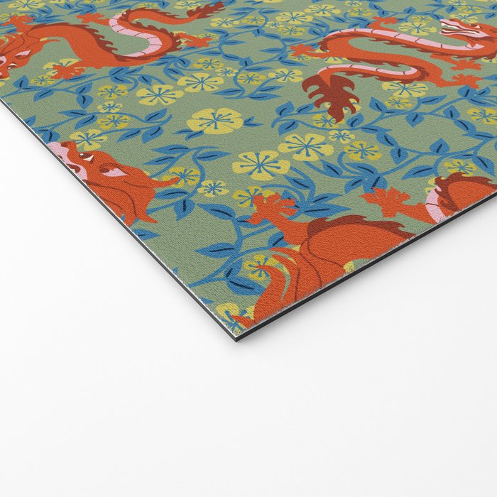 Floral Dragon Chinoiserie  Welcome Mat Gallery Image 2