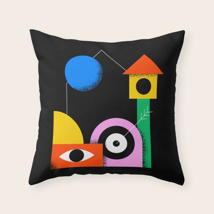 Colorful trendy geometric art illustration Throw Pillow Gallery Image 6