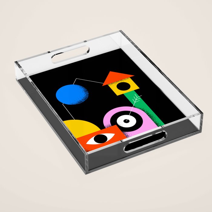 Colorful trendy geometric art illustration Acrylic Tray Gallery Image 1