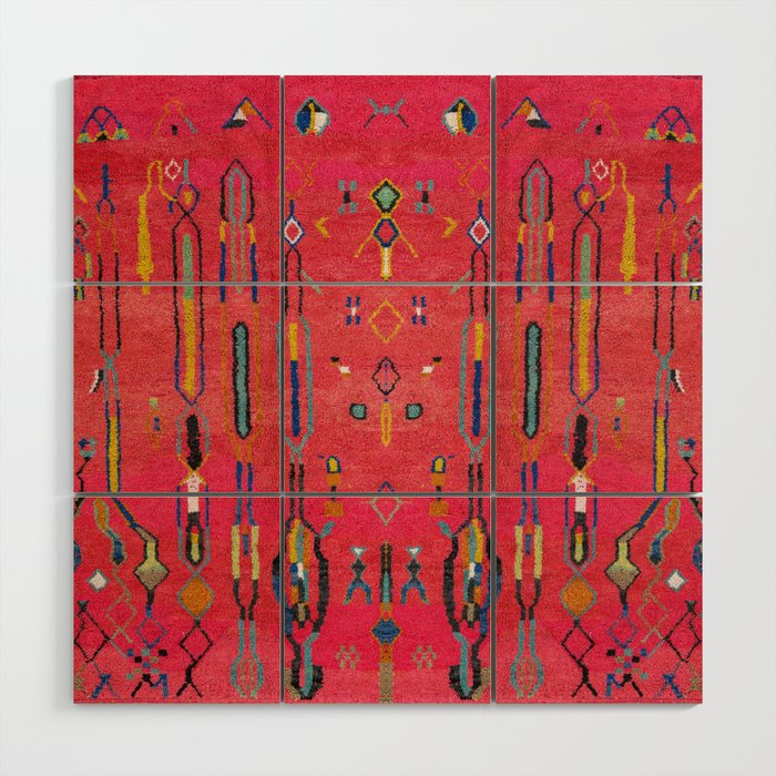 Traditional Moroccan Berber Carpet Arwtork Wood Wall Art Gallery Image 1
