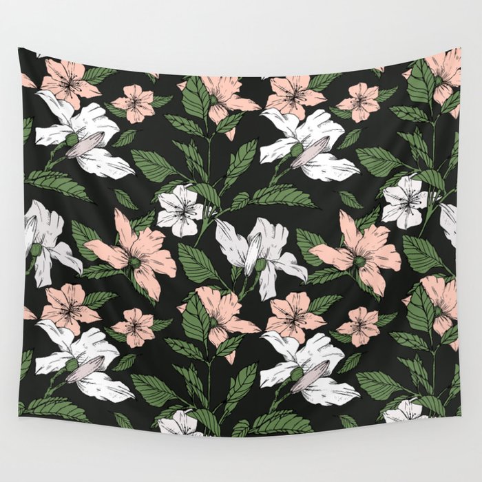 Flowers in the tropical night Wall Tapestry Gallery Image 4