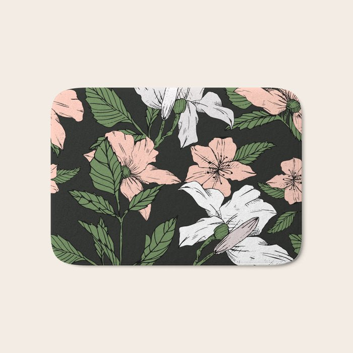 Flowers in the tropical night Bath Mat Gallery Image 1
