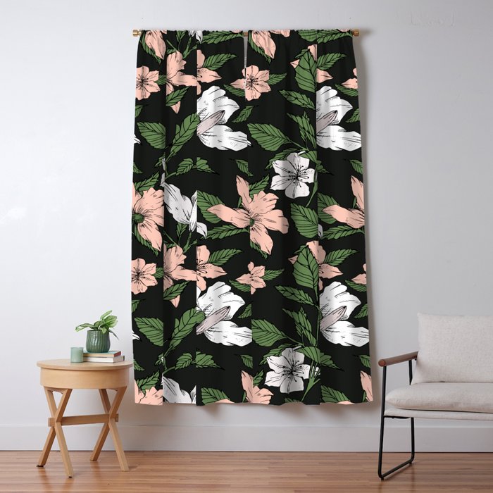 Flowers in the tropical night Window Curtain Gallery Image 5