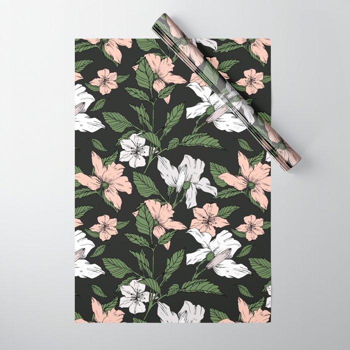 Flowers in the tropical night Wrapping Paper Gallery Image 1