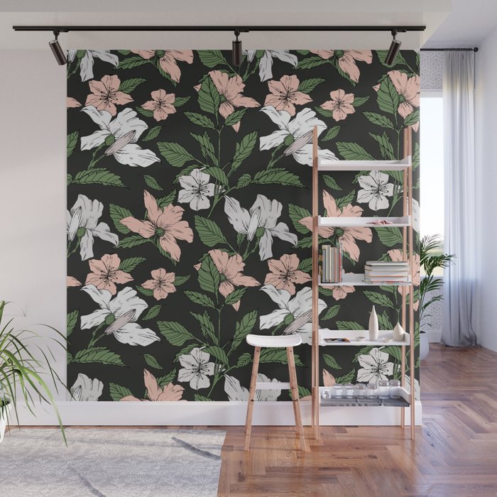 Flowers in the tropical night Wall Mural Gallery Image 1