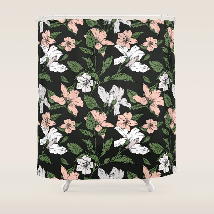 Flowers in the tropical night Shower Curtain Gallery Image 1
