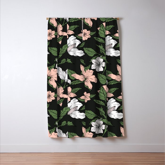 Flowers in the tropical night Window Curtain Gallery Image 3