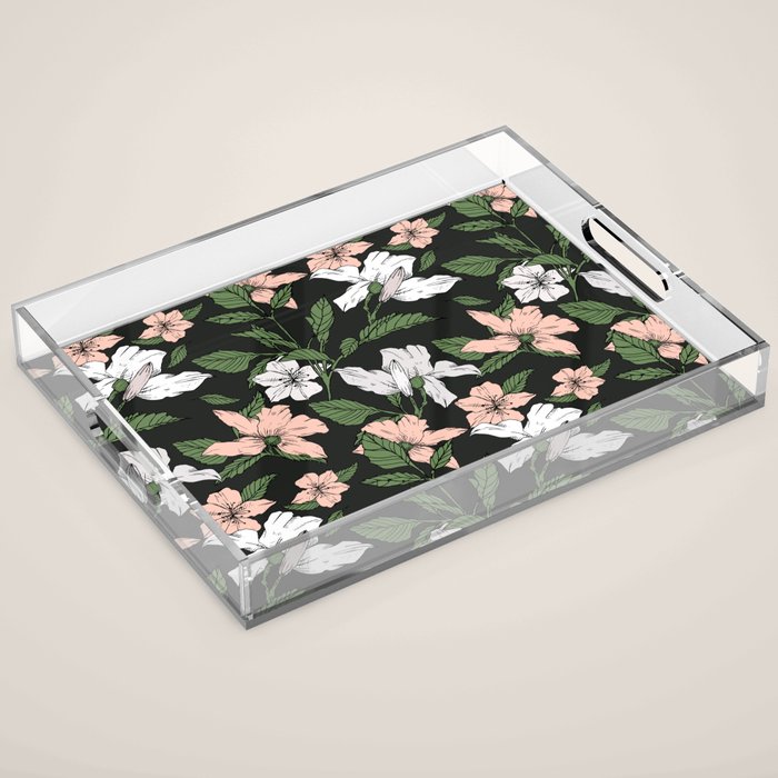 Flowers in the tropical night Acrylic Tray Gallery Image 1