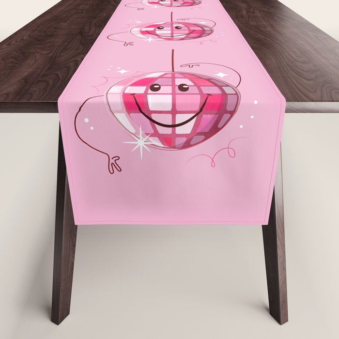 Smiley Pink Disco Ball Table Runner Gallery Image 1