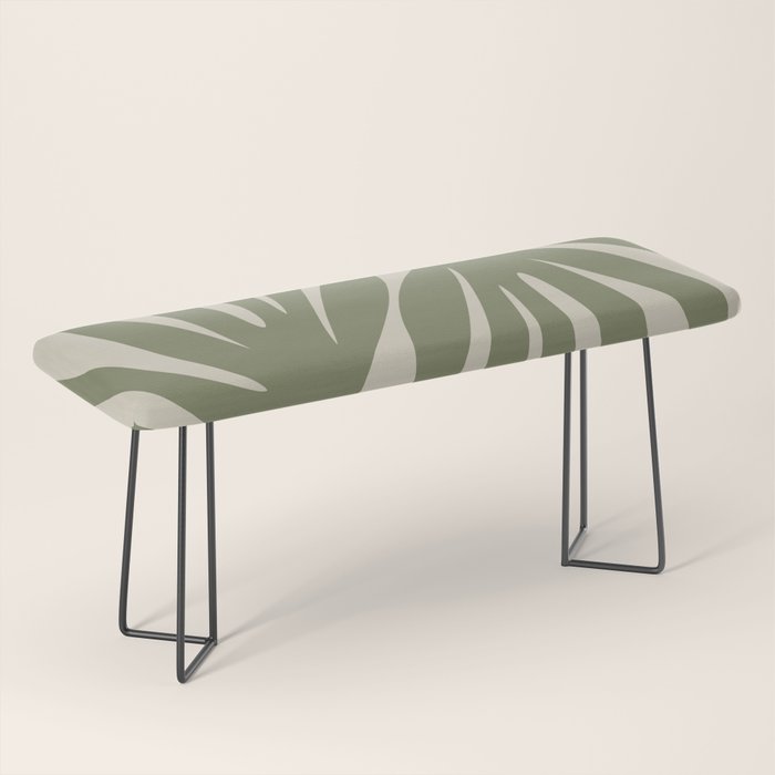 Maldives Abstract Seaweed Pattern in Vintage Olive Green and Beige Bench Gallery Image 1