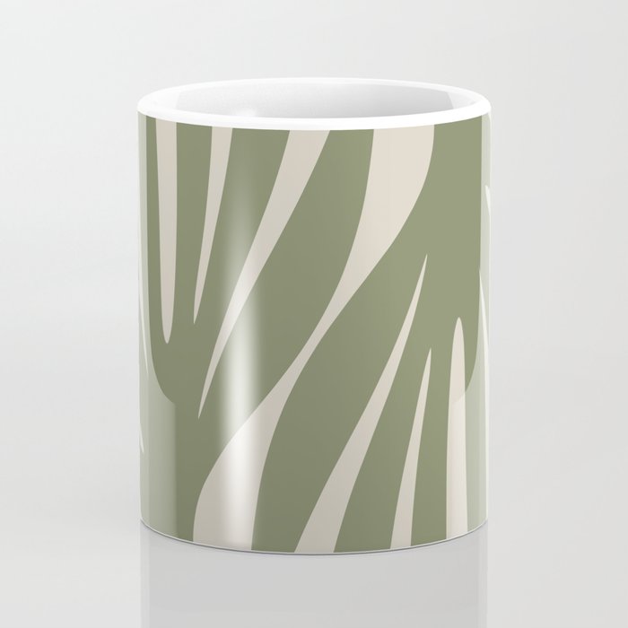Maldives Abstract Seaweed Pattern in Vintage Olive Green and Beige Coffee Mug Gallery Image 4